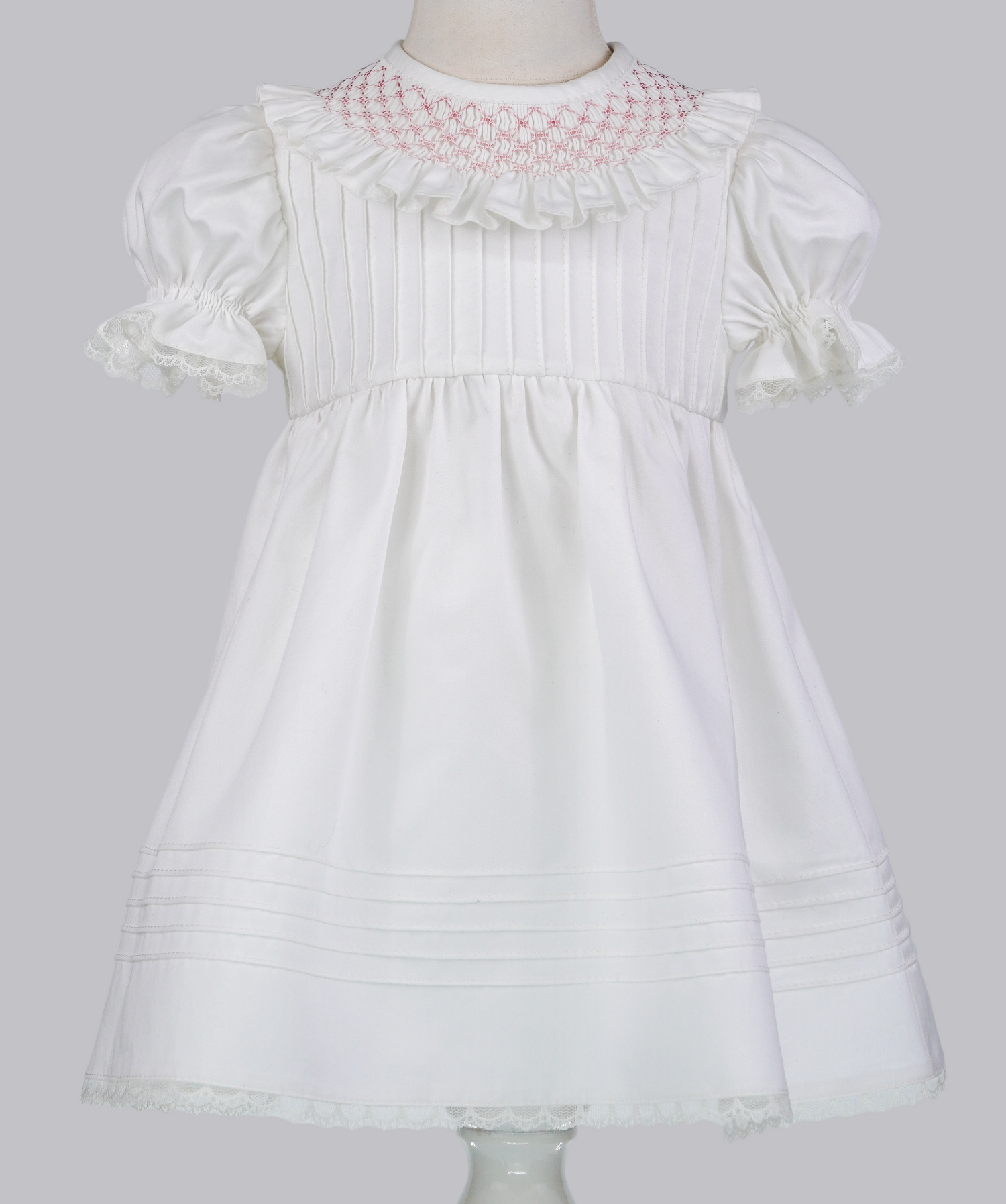 04114 COLLAR PLITING HANDMADE BABY GIRL DRESS