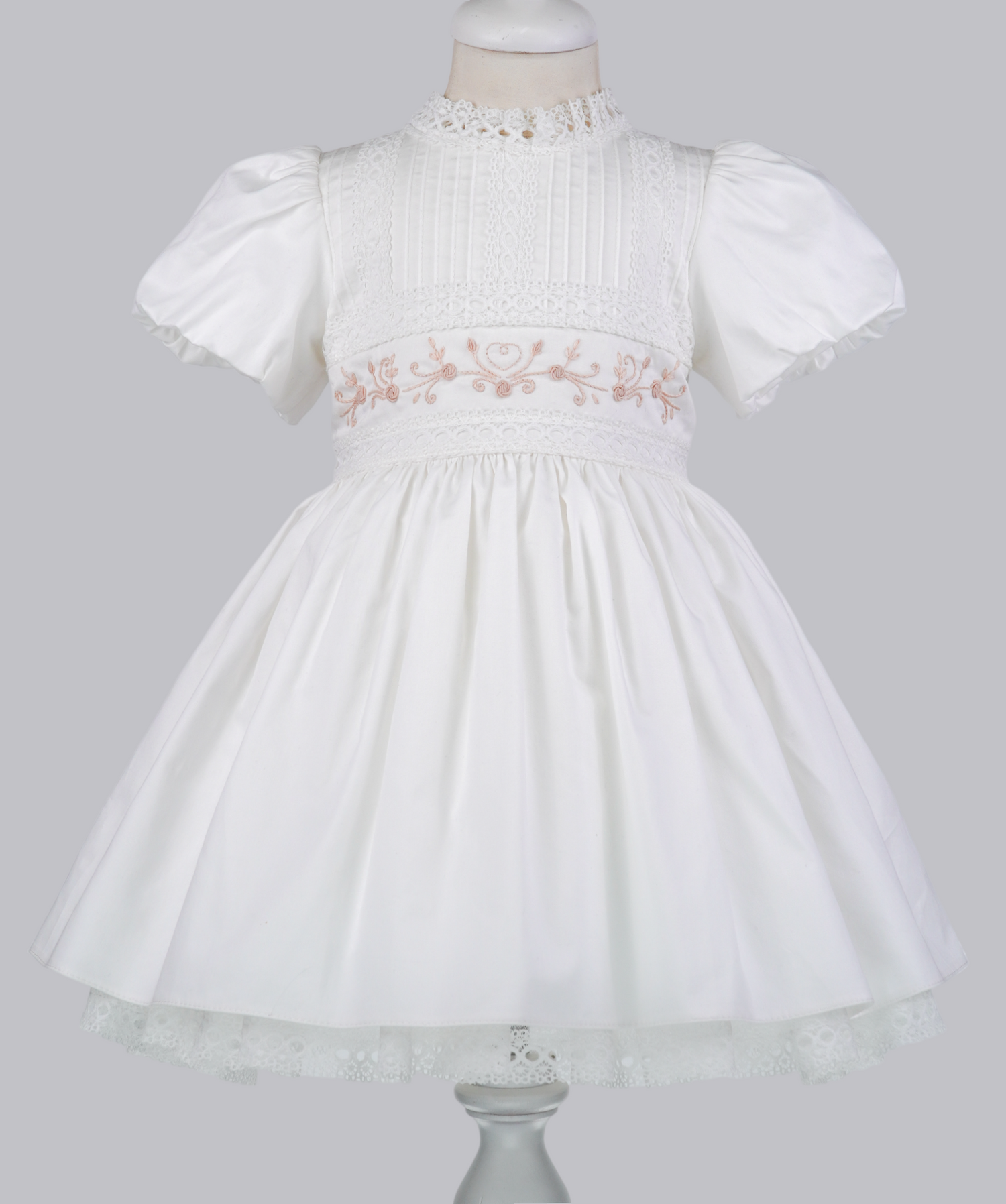 04129 PLUFFY HANDMADE EMBROIDERY BABY GIRL DRESS