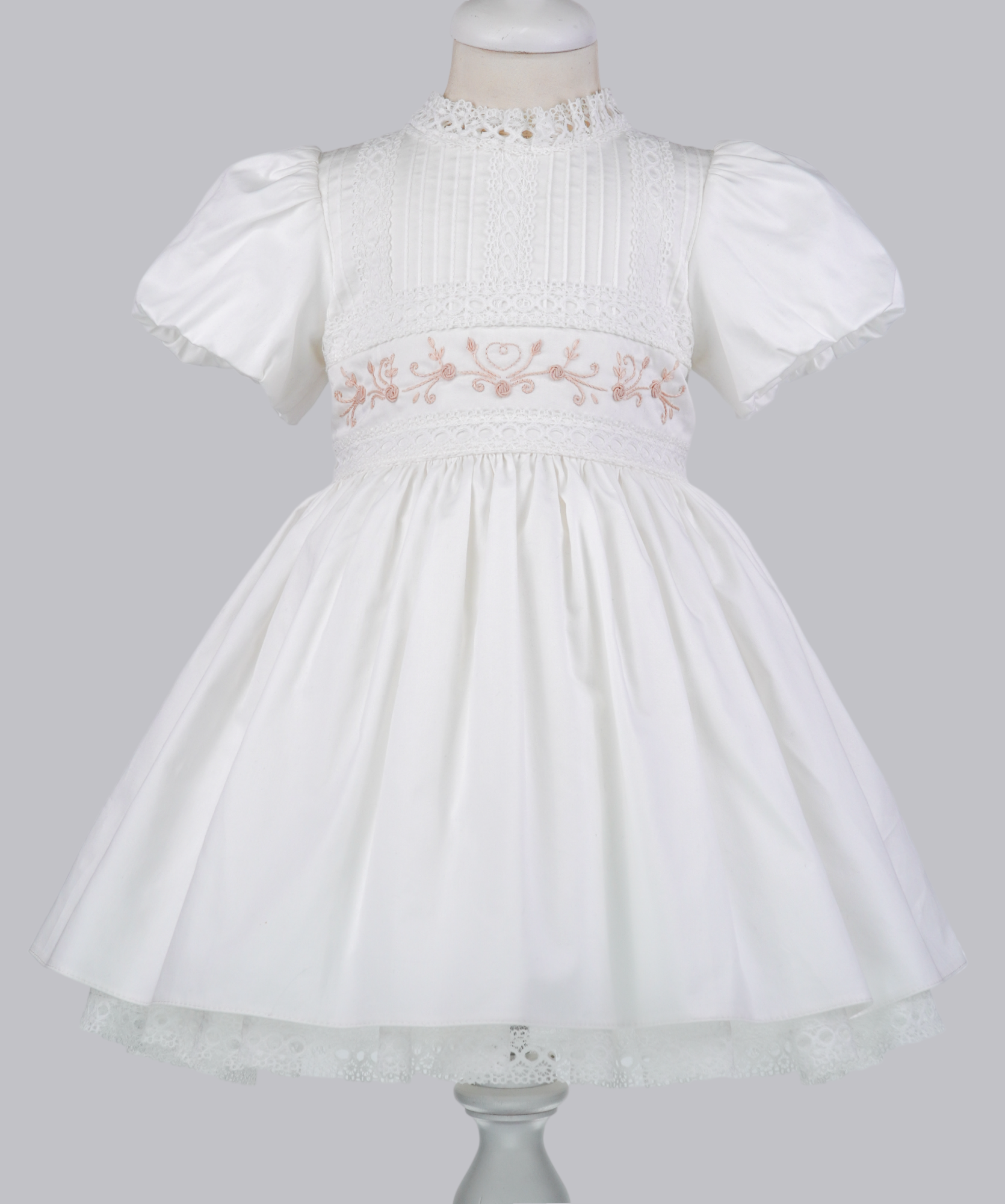 04129 PLUFFY HANDMADE EMBROIDERY BABY GIRL DRESS