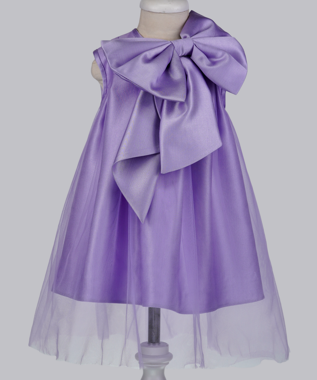 04135 BOWTIE HANDMADE BABY GIRL DRESS-PURPLE