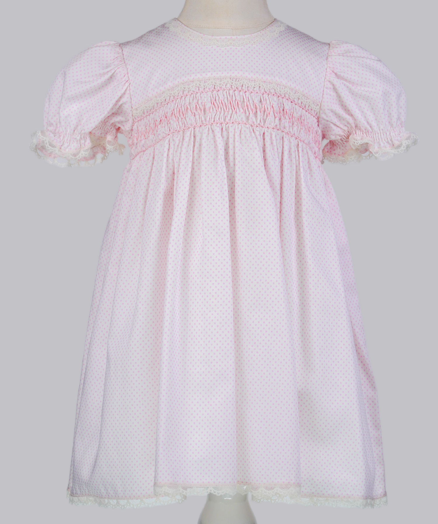 04017 PINK EMBROIDERY PLITTING BABY GIRL DRESS