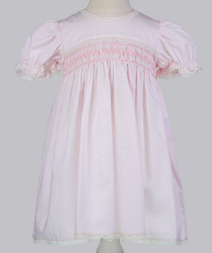 04017 PINK EMBROIDERY PLITTING BABY GIRL DRESS