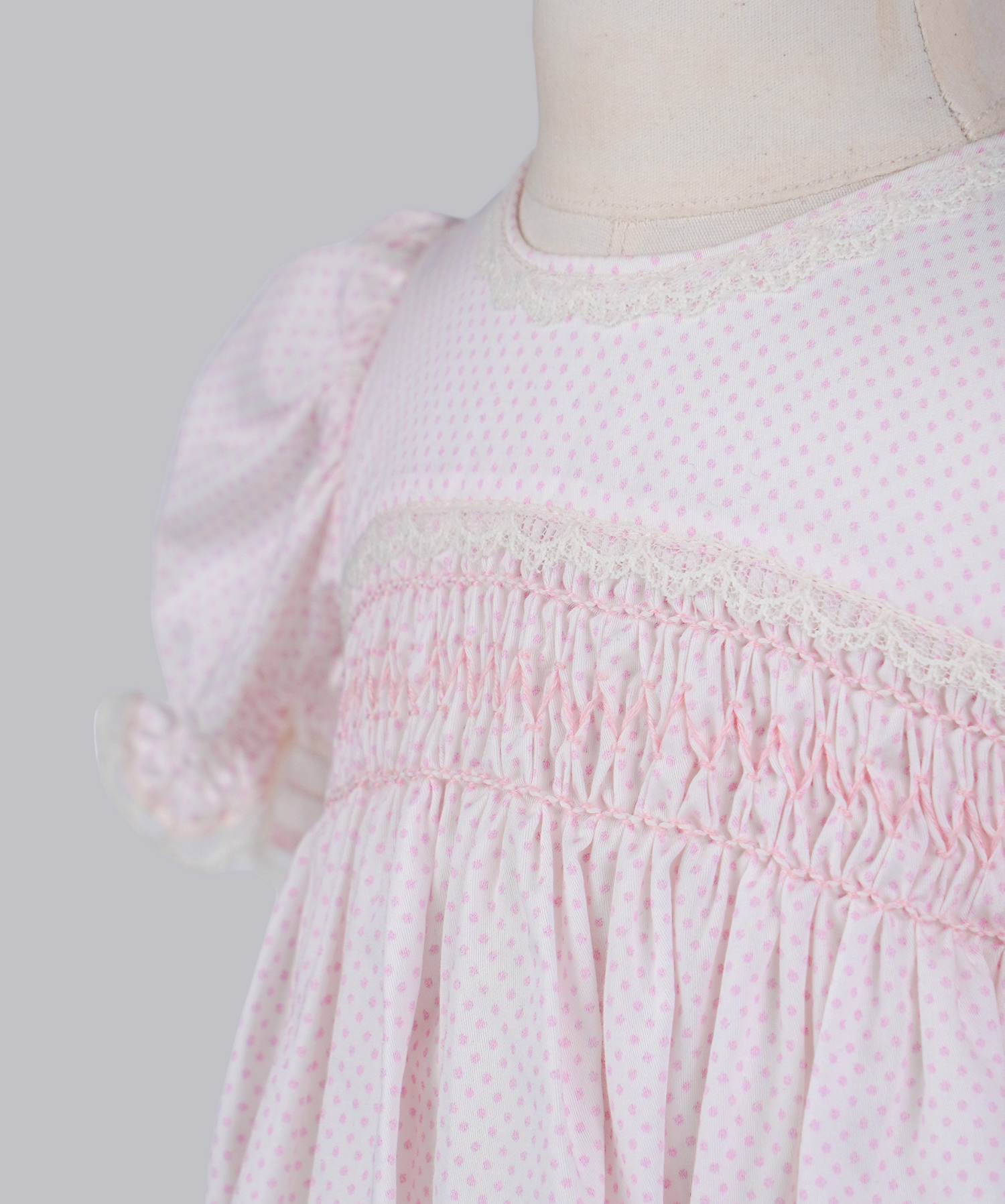 04017 PINK EMBROIDERY PLITTING BABY GIRL DRESS