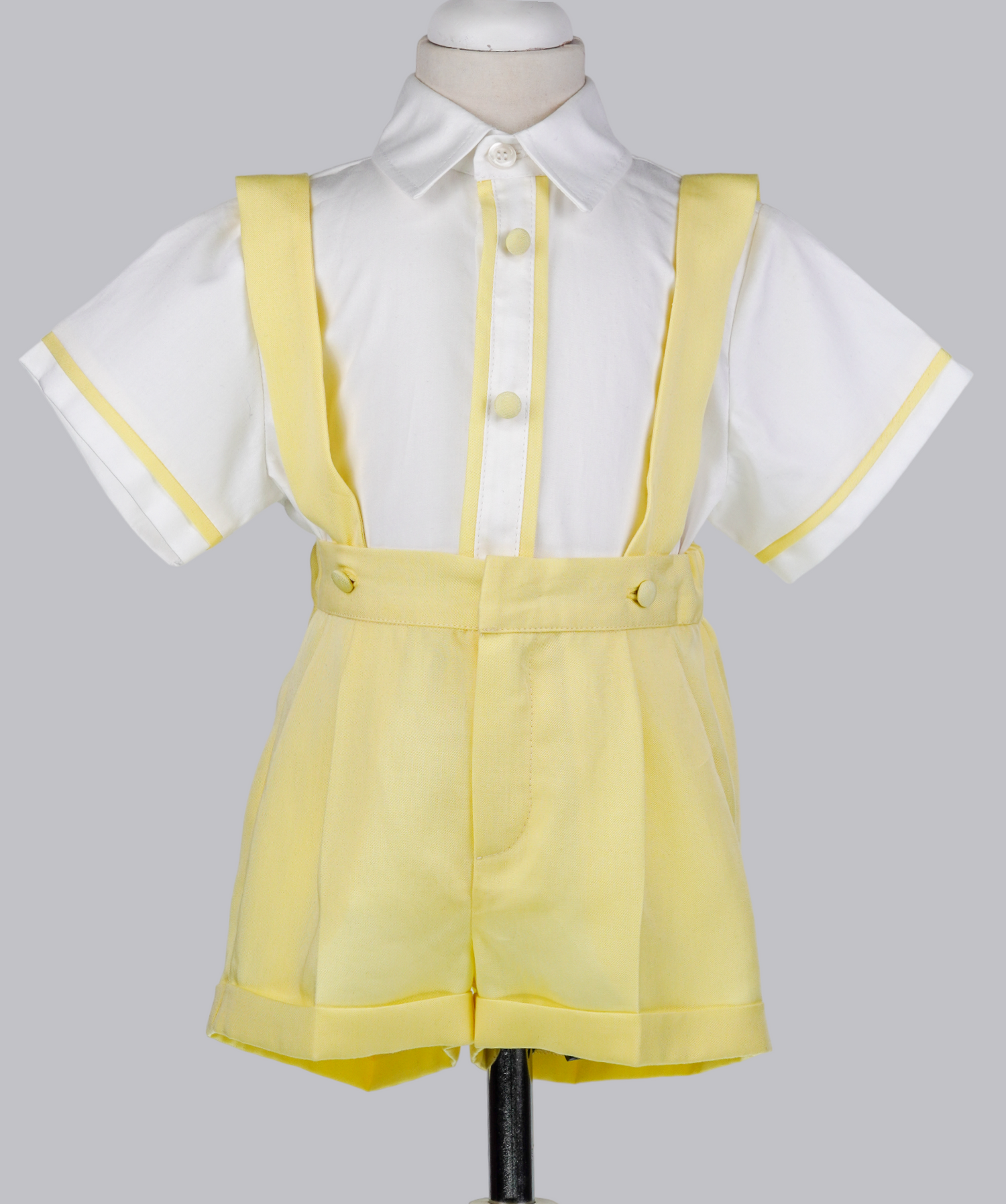 05052 HANDMADE SUSPENDER DETAIL SHORT SET-YELLOW