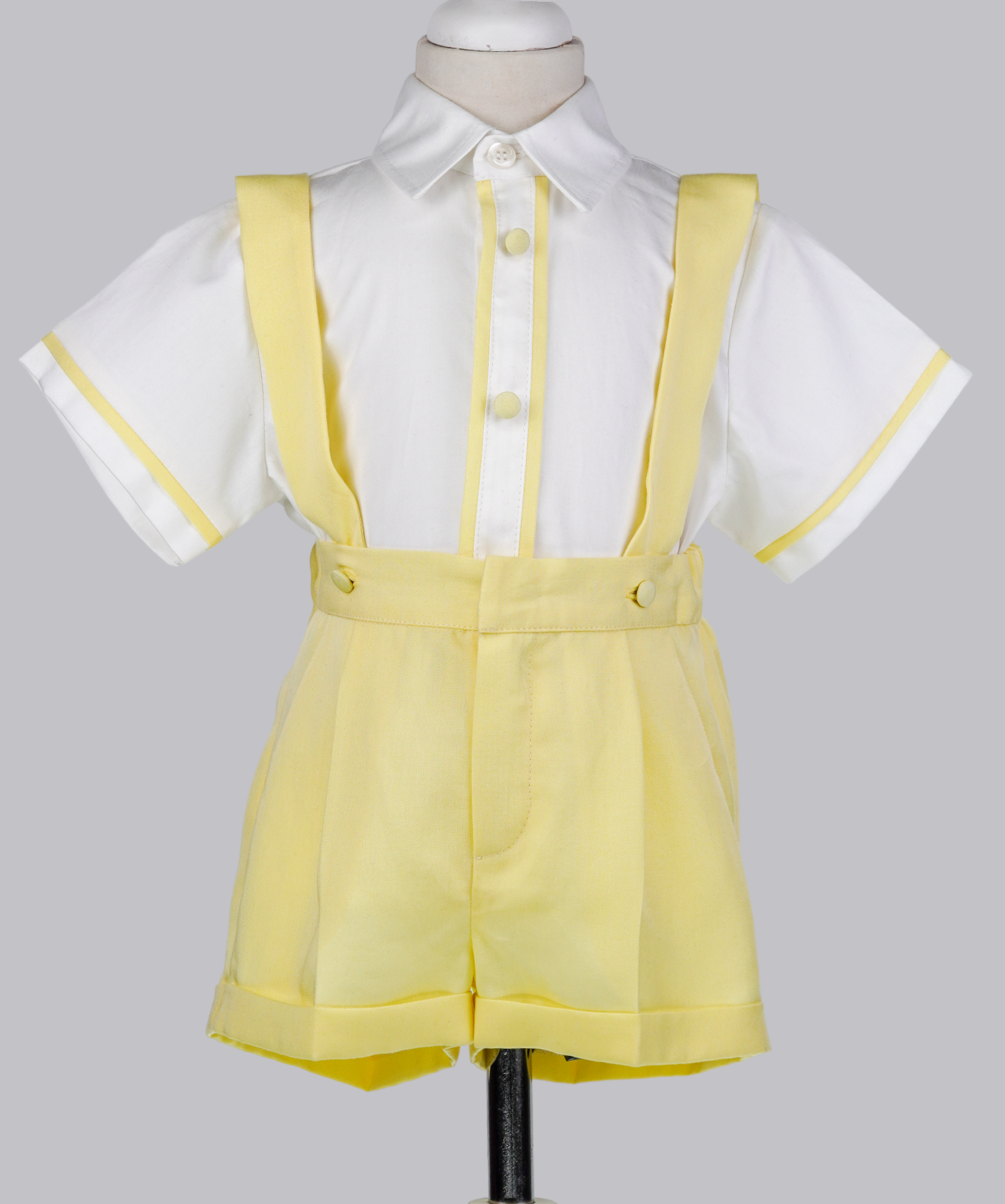 05052 HANDMADE SUSPENDER DETAIL SHORT SET-YELLOW