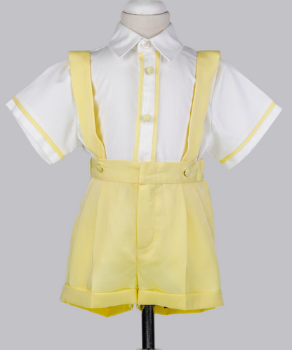 05052 HANDMADE SUSPENDER DETAIL SHORT SET-YELLOW