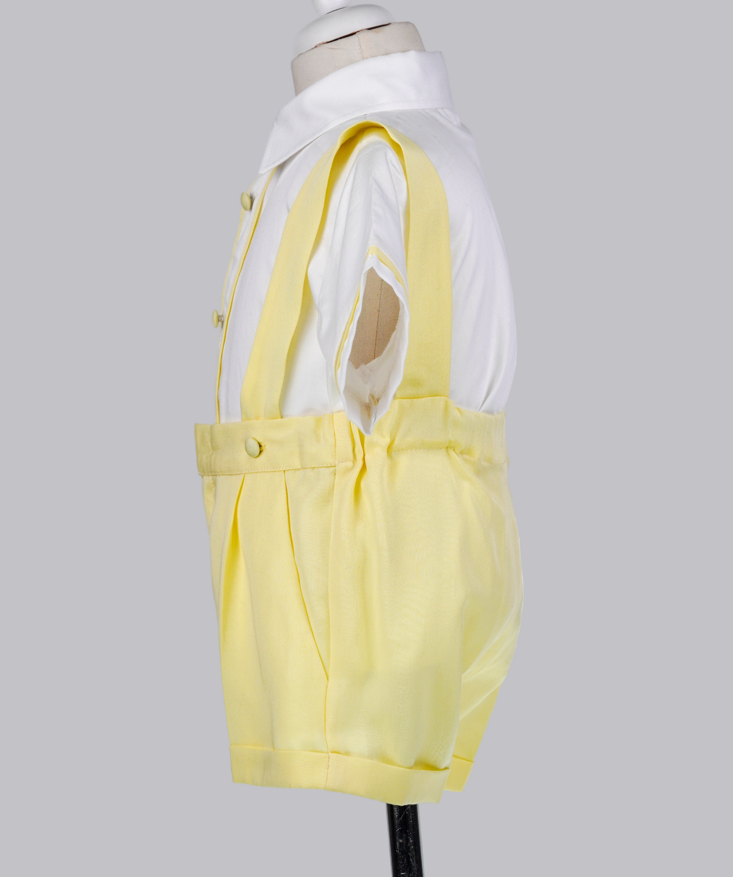 05052 HANDMADE SUSPENDER DETAIL SHORT SET-YELLOW