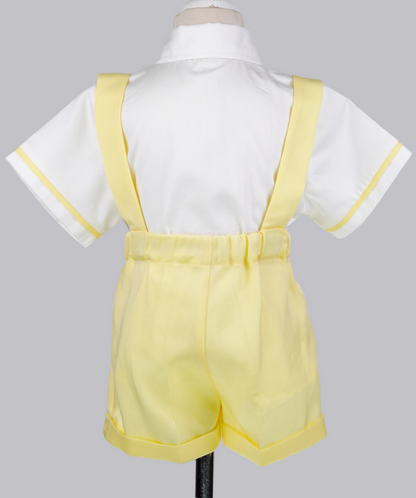 05052 HANDMADE SUSPENDER DETAIL SHORT SET-YELLOW