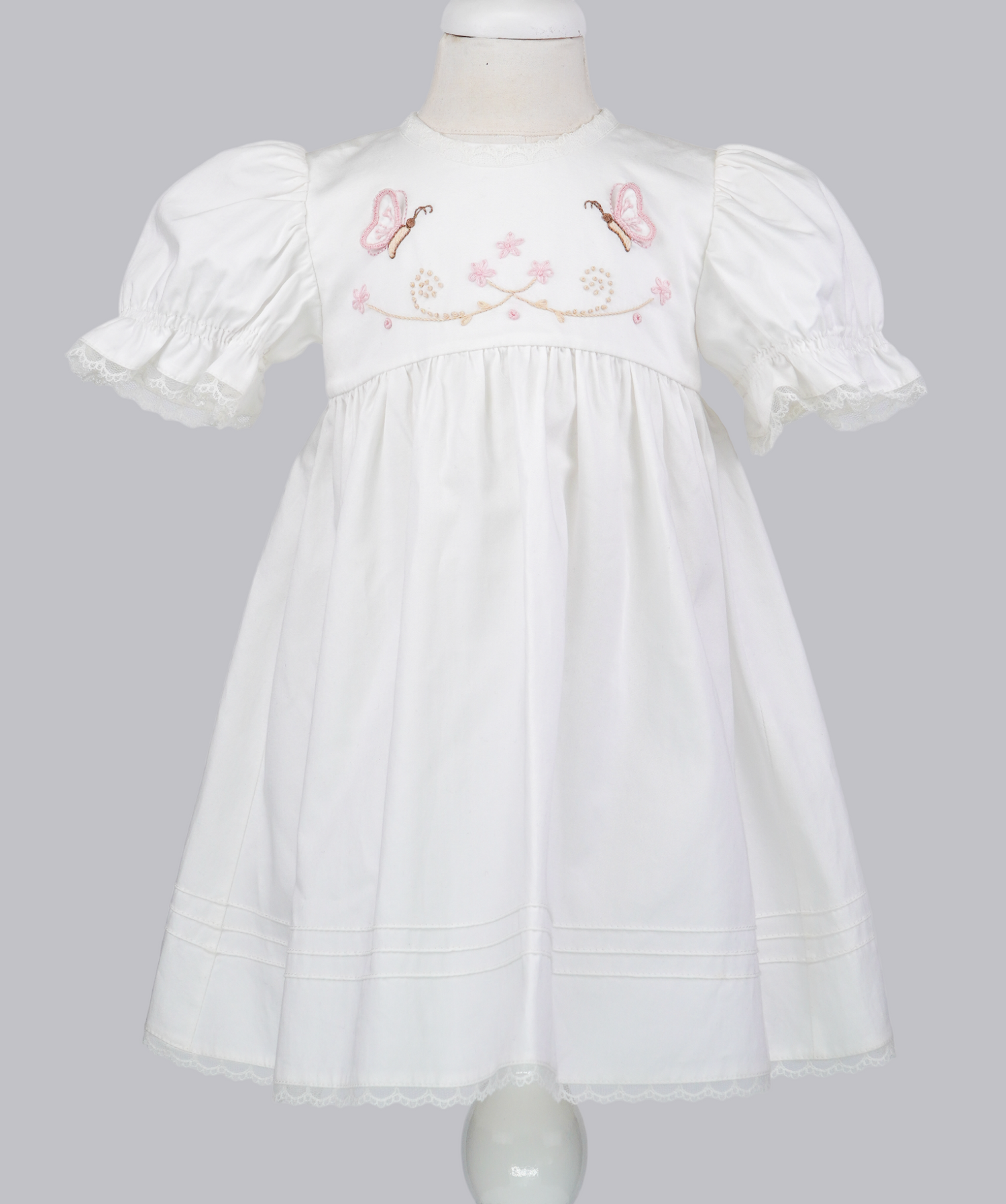 04011 BUTTERFLIES COTTON SATIN HANDMADE BABY GIRL DRESS