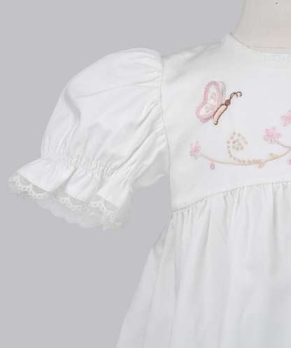 04011 BUTTERFLIES COTTON SATIN HANDMADE BABY GIRL DRESS