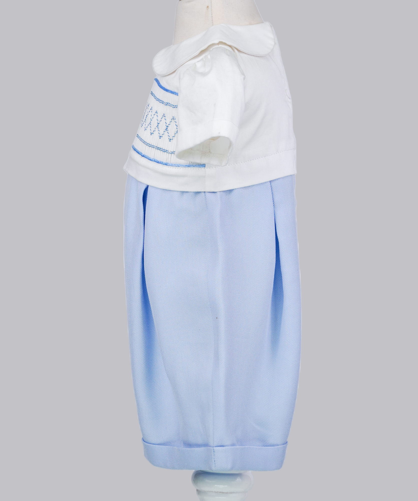 05050 HANDMADE WHITE BLUE PLITTING ROMPER