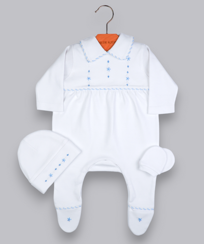 41028 STARS HANDMADE EMBROIDERY NEWBORN OUTFIT 5-PCS SET