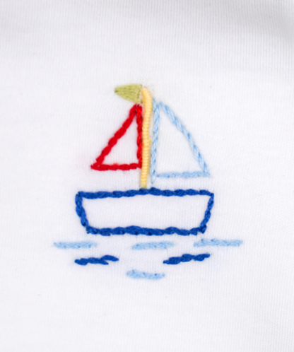 41022 SAILING BOAT HANDMADE EMBROIDERY NEWBORN OUTFIT 5-PCS SET