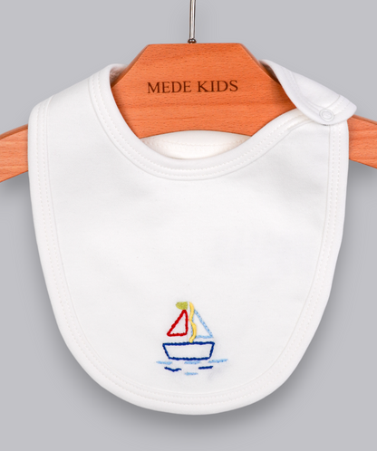 41022 SAILING BOAT HANDMADE EMBROIDERY NEWBORN OUTFIT 5-PCS SET